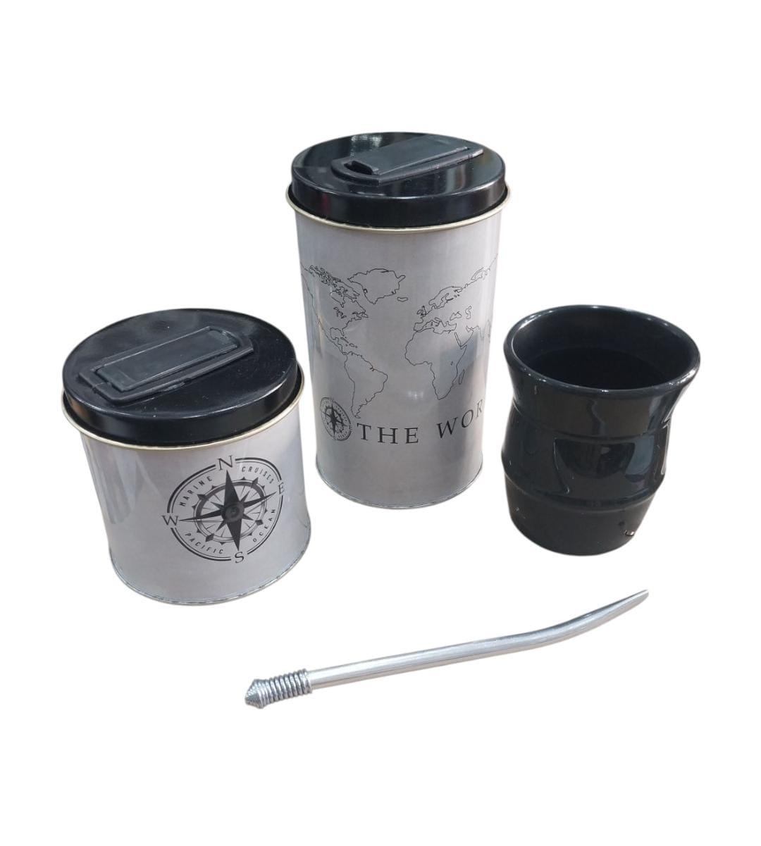 YERBERO/AZUCARERO SET X 4+BOMBILLA+MATE